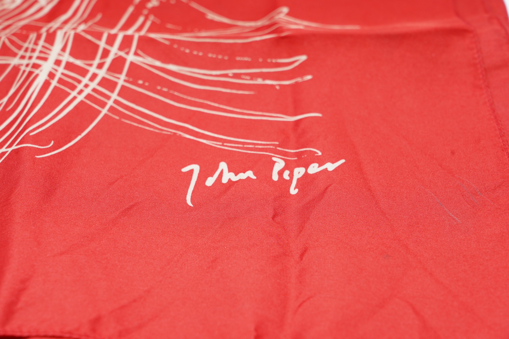 A John Piper silk scarf, 79 x 77cm. Condition - fair to good